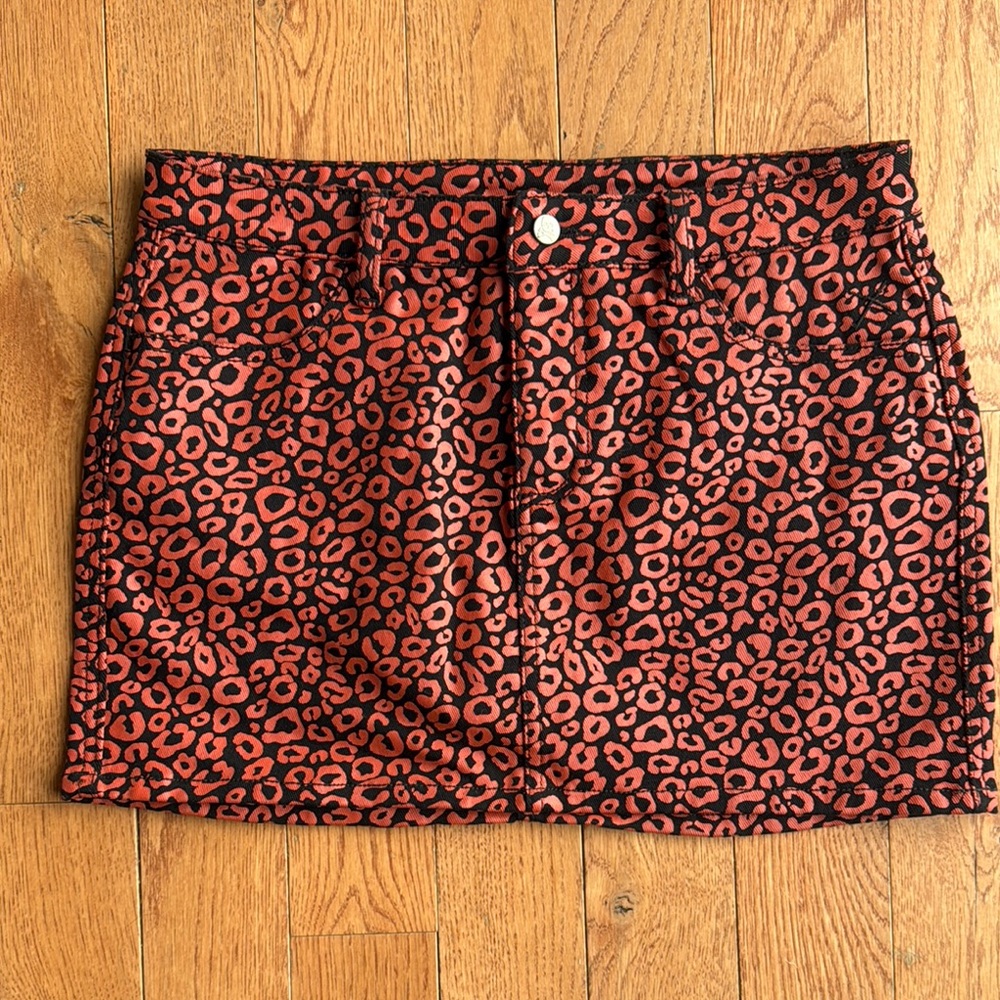 Sourpuss Orange Leopard Print Mini Skirt
